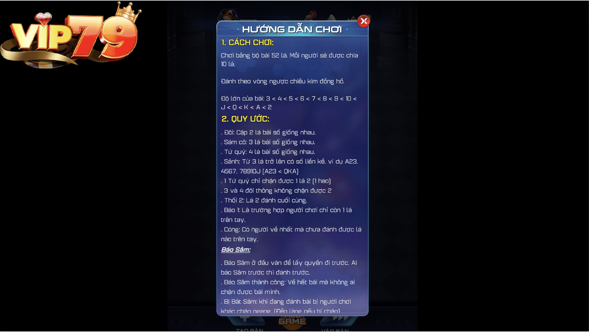 Hướng dẫn cách chơi Sâm Vip79 cho game thủ
