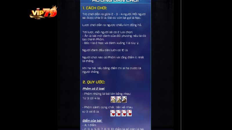 Lưu ý khi chơi game bài Phỏm Vip79